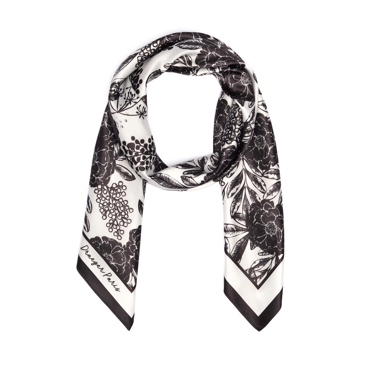 Grand carré chic Fleurs noir 2