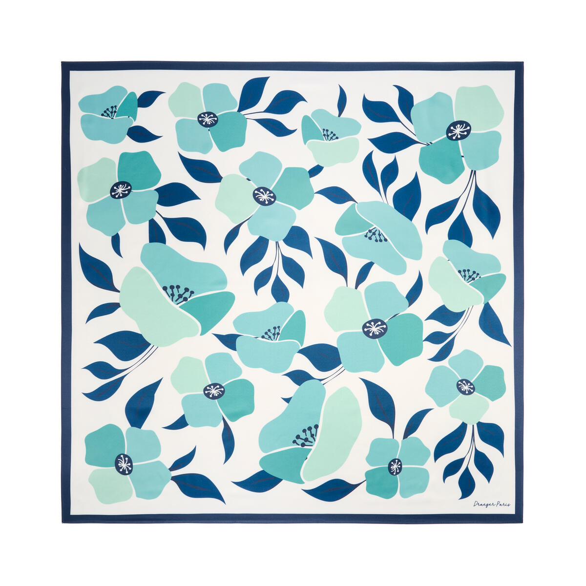 Grand carré chic Fleurs bleu 1