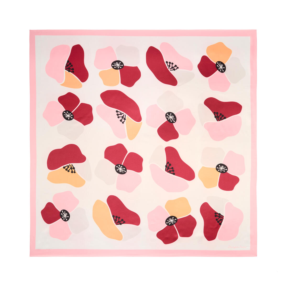 Grand carré chic Fleurs rouge 1