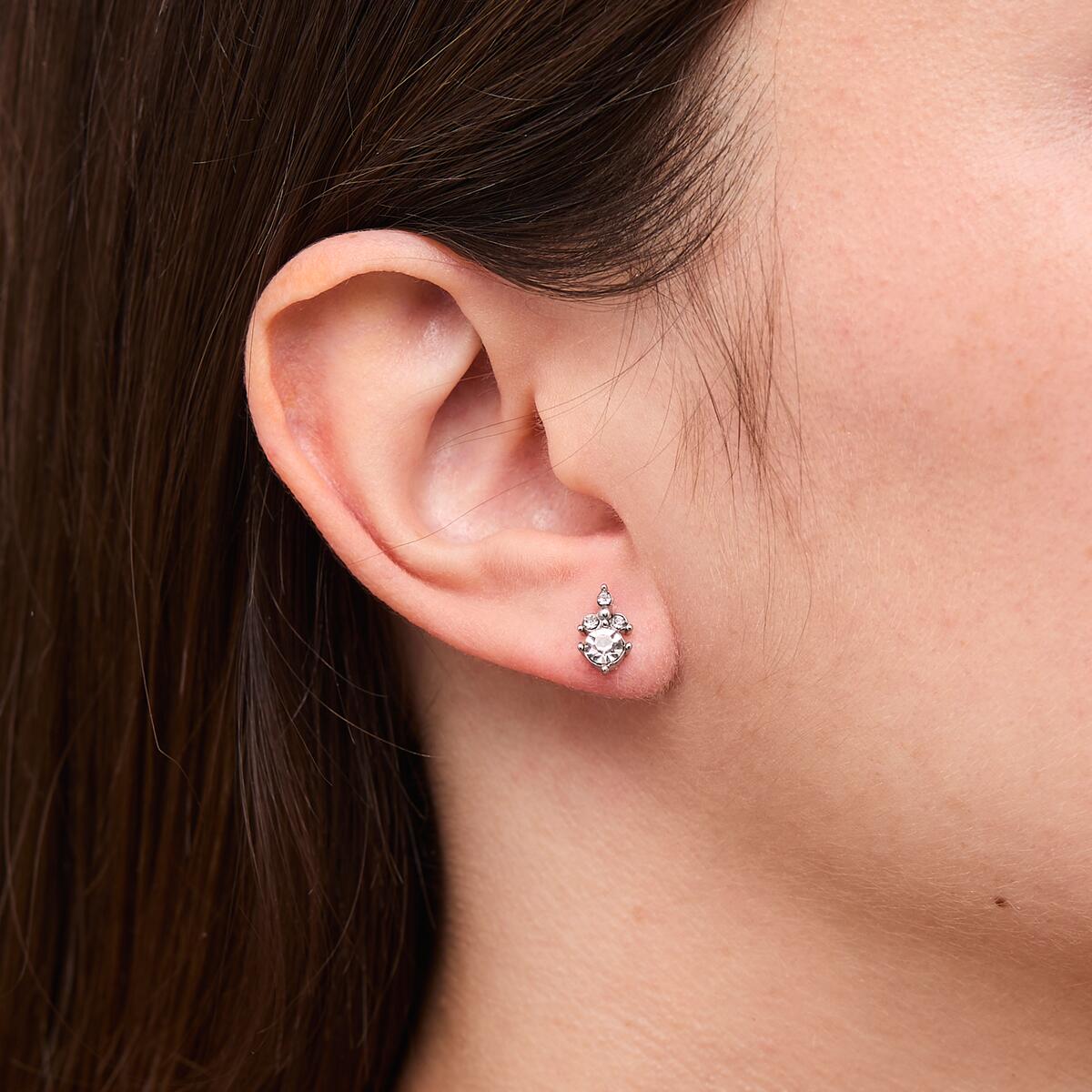 Boucles d'oreilles Argentées Pierres Blanches 4