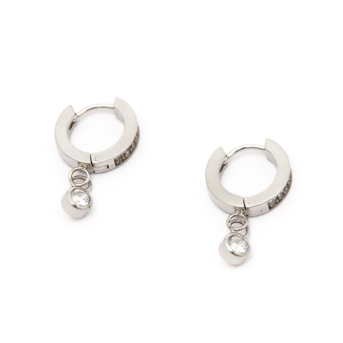 Créoles Argentées Pierres Blanches 2