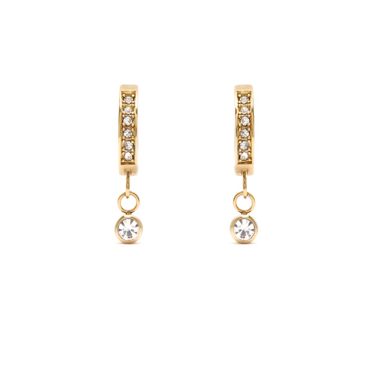 Créoles Dorées Pierres Blanches 1