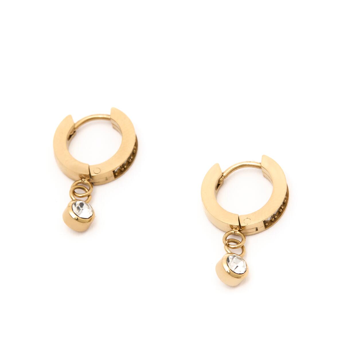 Créoles Dorées Pierres Blanches 2