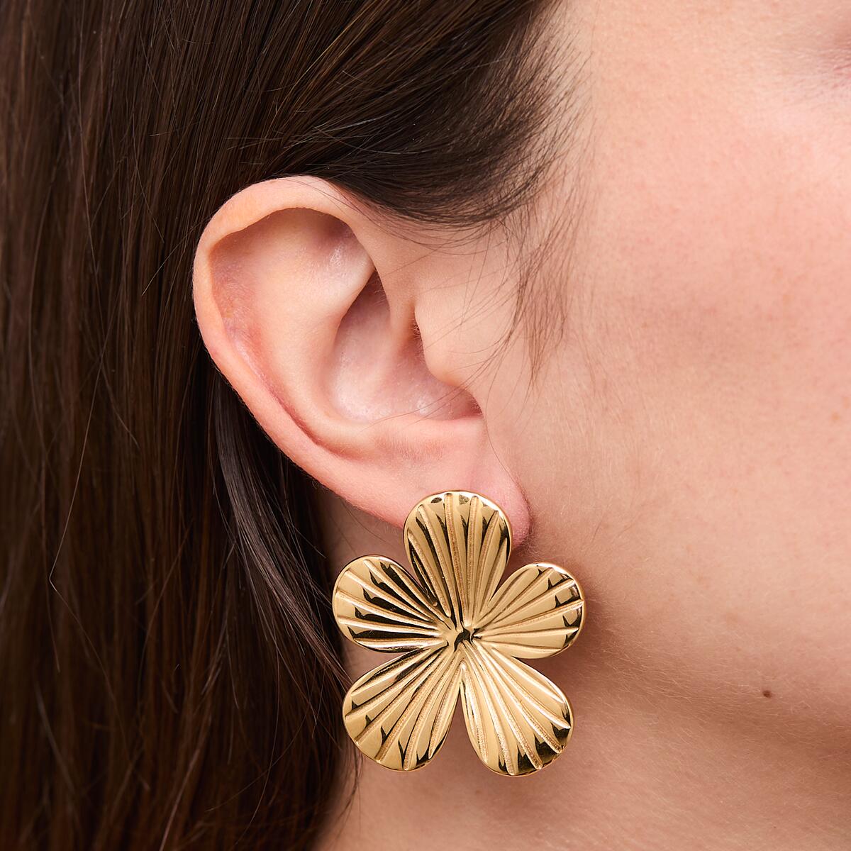 Boucles d'oreilles Dorées Fleurs 4