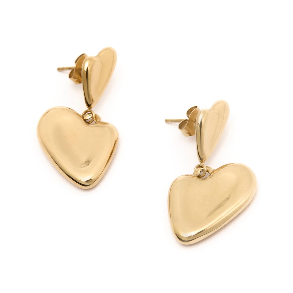 Boucles d'oreilles Dorées Cœurs asymétriques 2