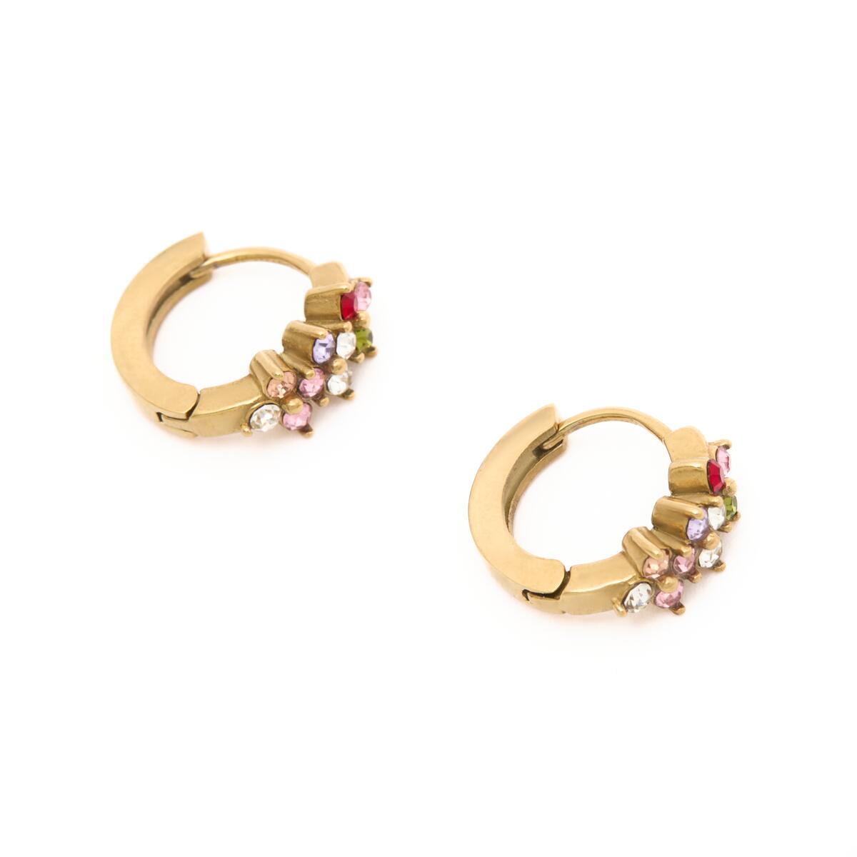 Créoles Dorées Pierres Roses 2