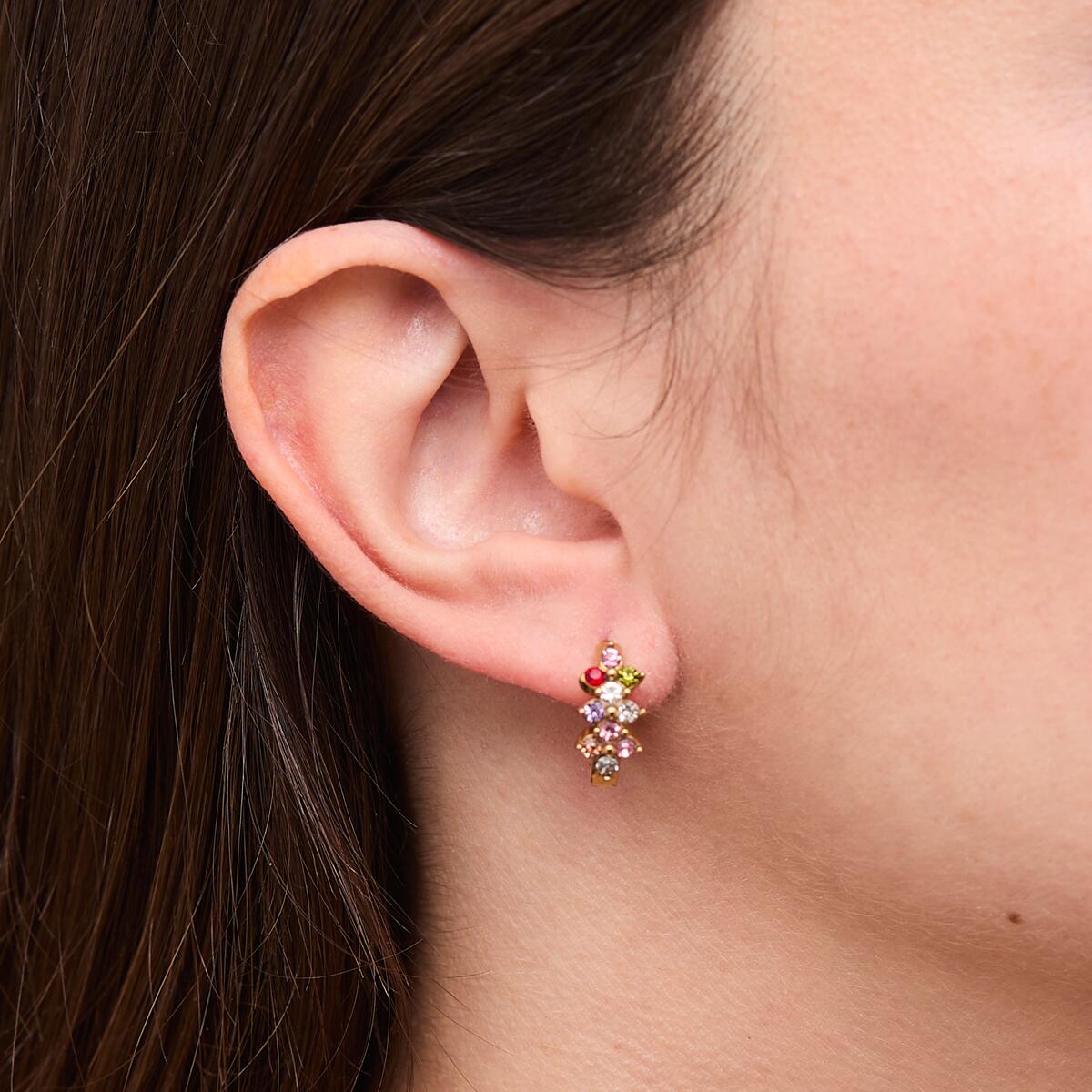 Créoles Dorées Pierres Roses 4