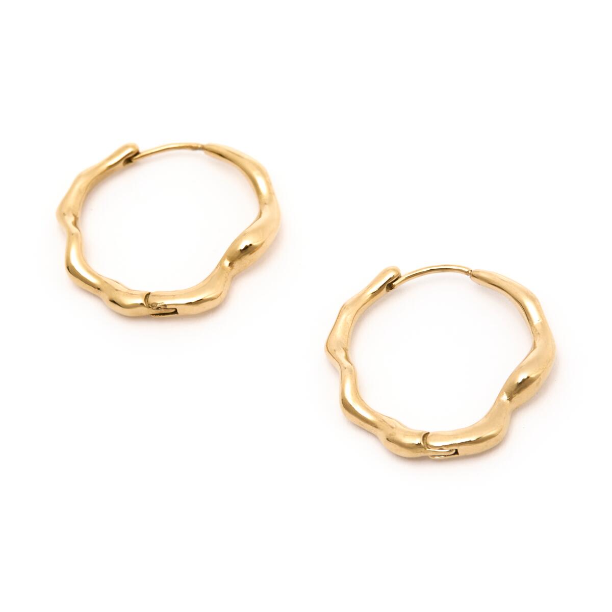 Boucles d'Oreilles Créoles Dorées Vagues 2