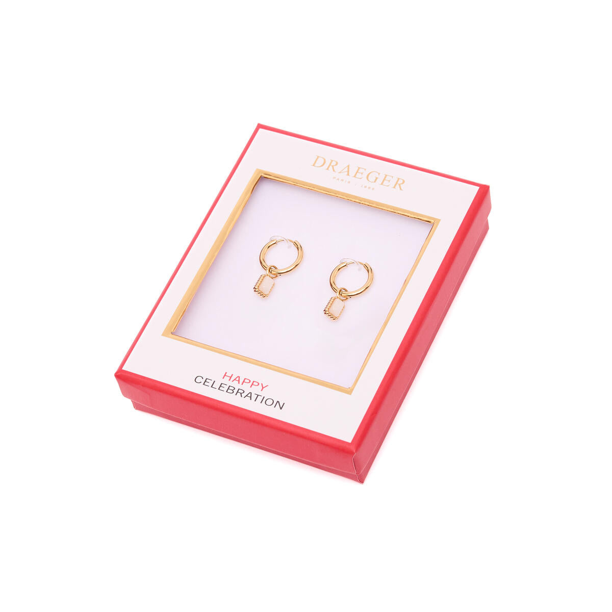 Boucles d'Oreilles Dorées Pierre Blanches 3