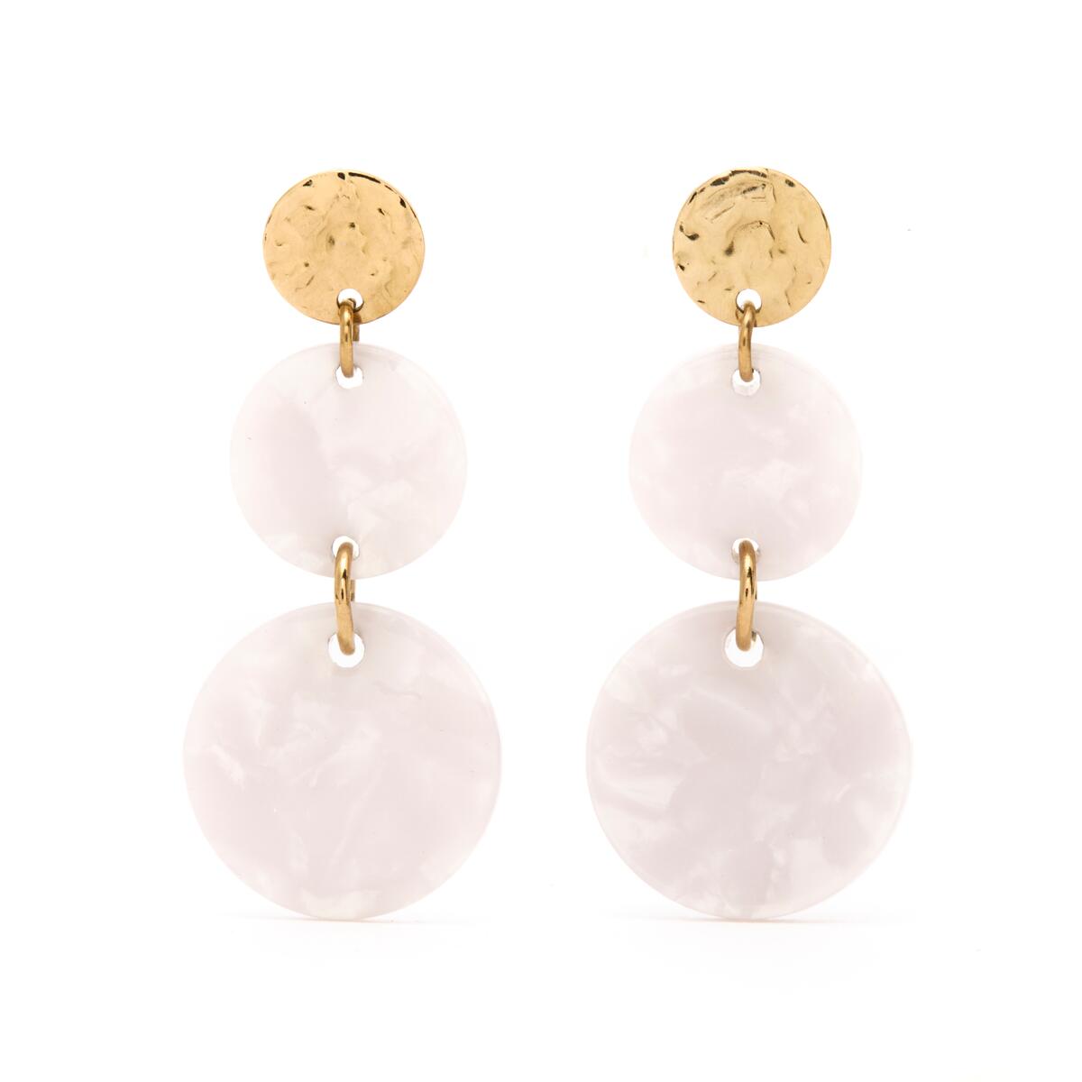 Boucles d'Oreilles Dorées & Nacrées 1