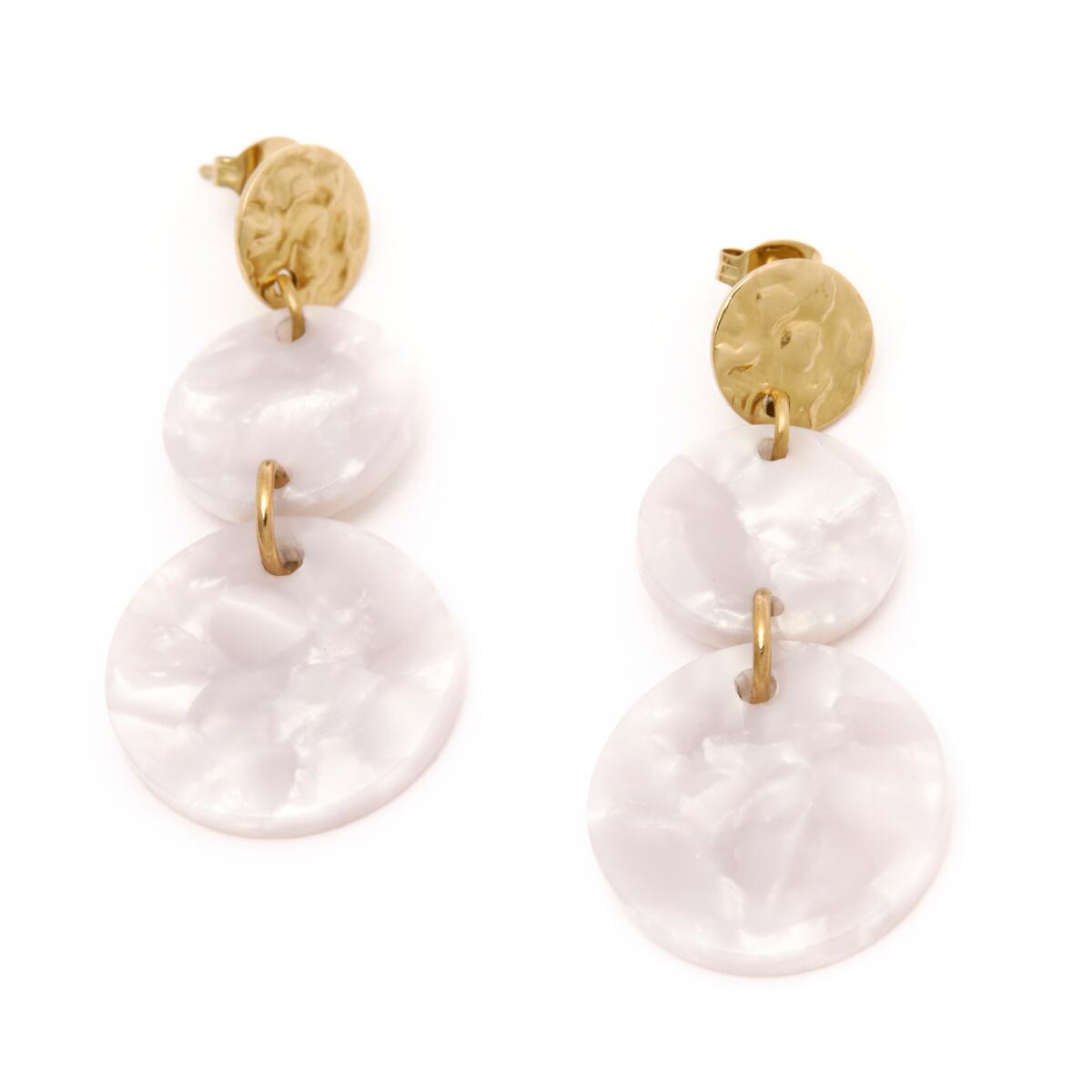 Boucles d'Oreilles Dorées & Nacrées 2