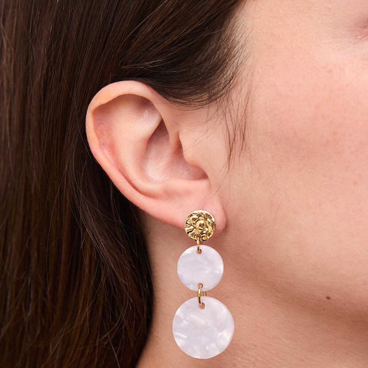 Boucles d'Oreilles Dorées & Nacrées 4