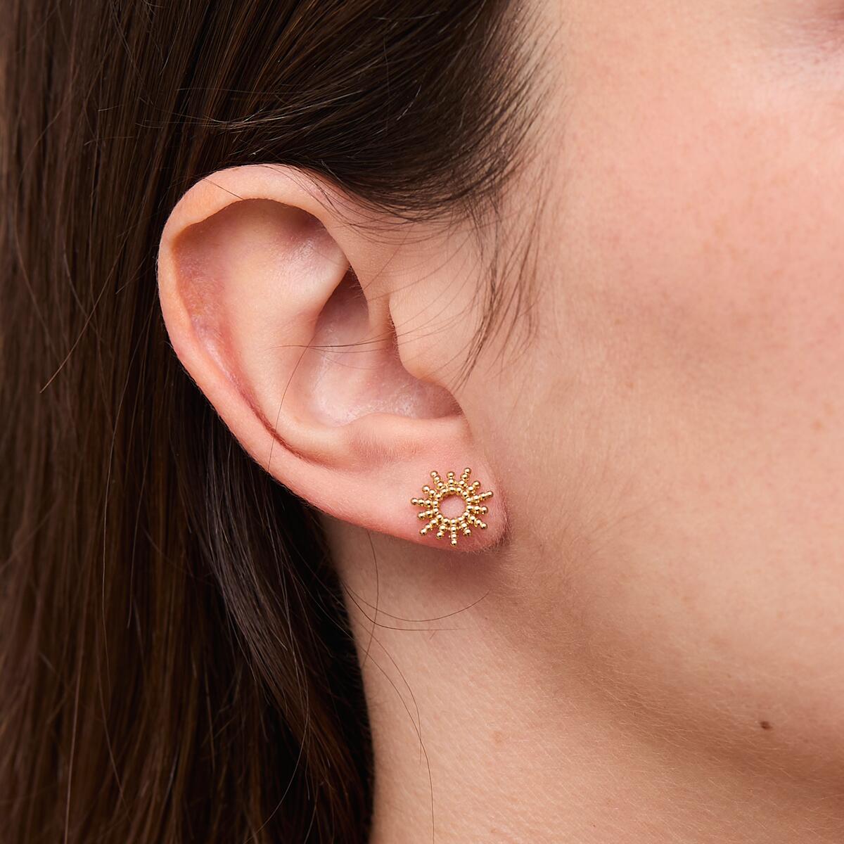 Boucles d'Oreilles Puces Dorées Soleil 4