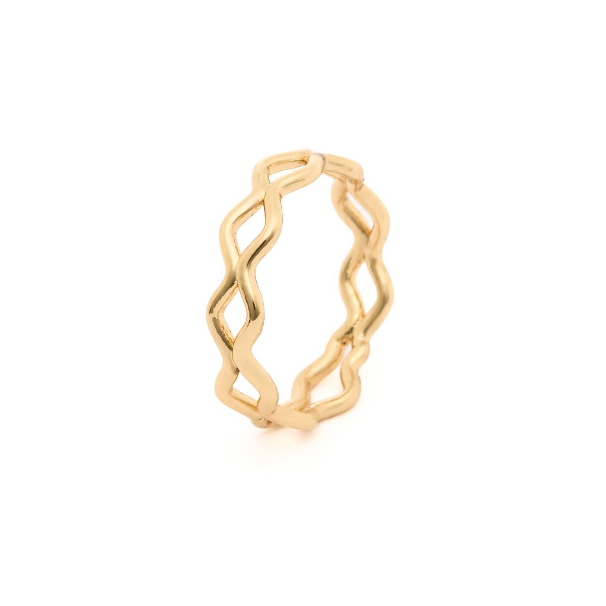 Bague Dorée Anneaux Ondulés 2