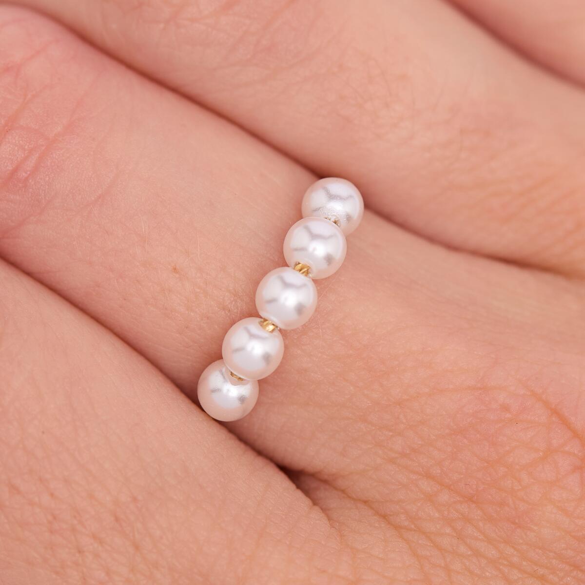 Bague Dorée à Perles 4