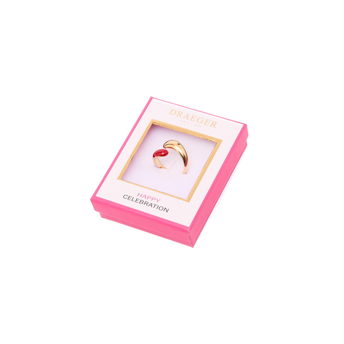 Bague Dorée Email Rouge 3