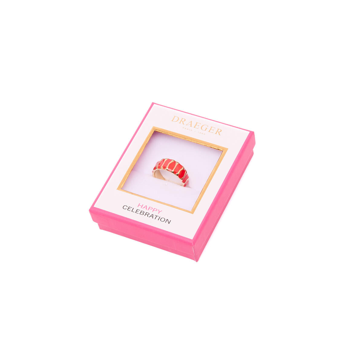 Bague Dorée Email Orange 3