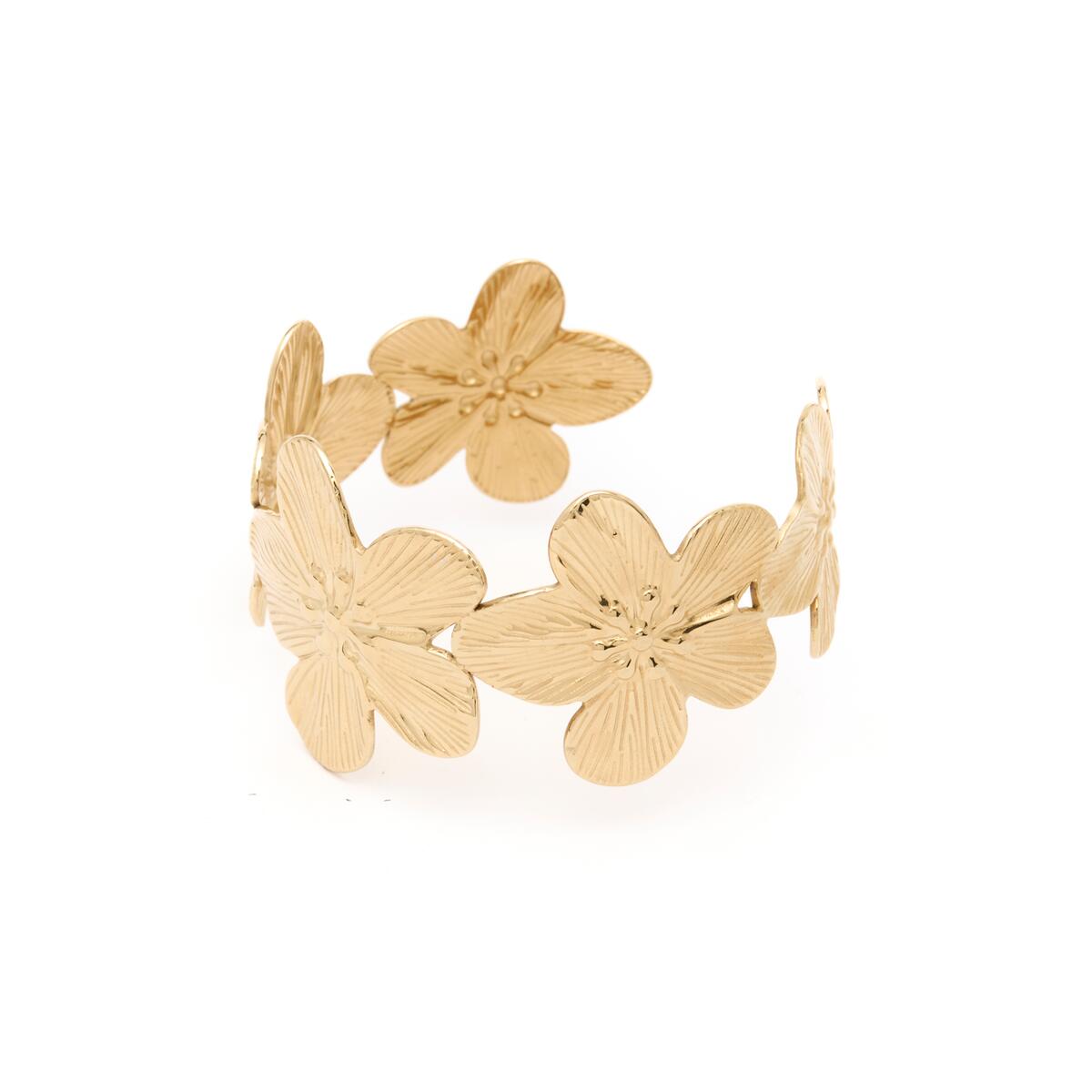 Bracelet Jonc Doré Fleurs 1
