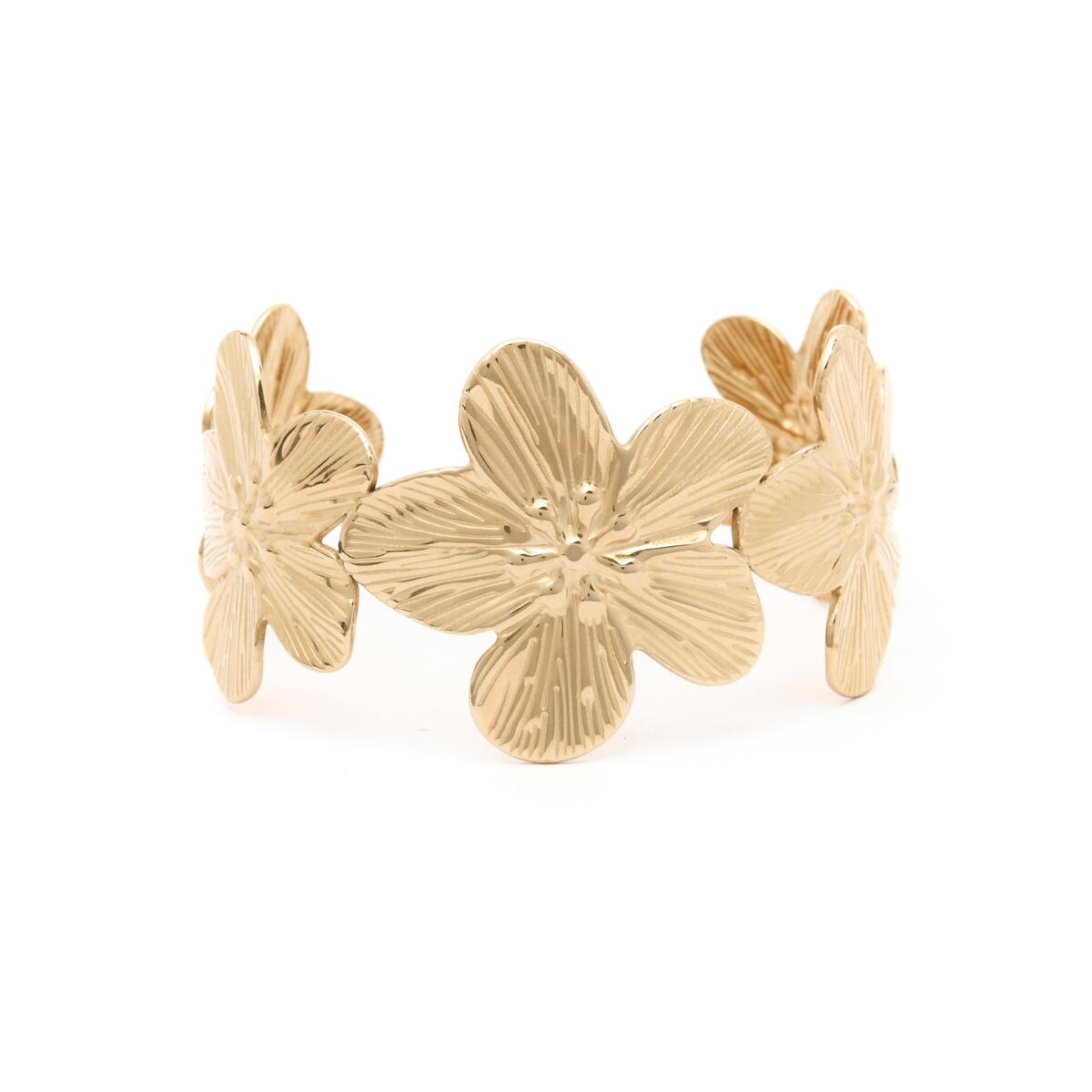 Bracelet Jonc Doré Fleurs 2