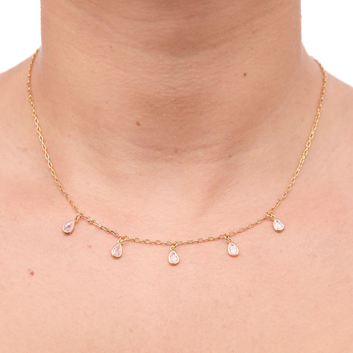 Collier doré ligne de pierres 4