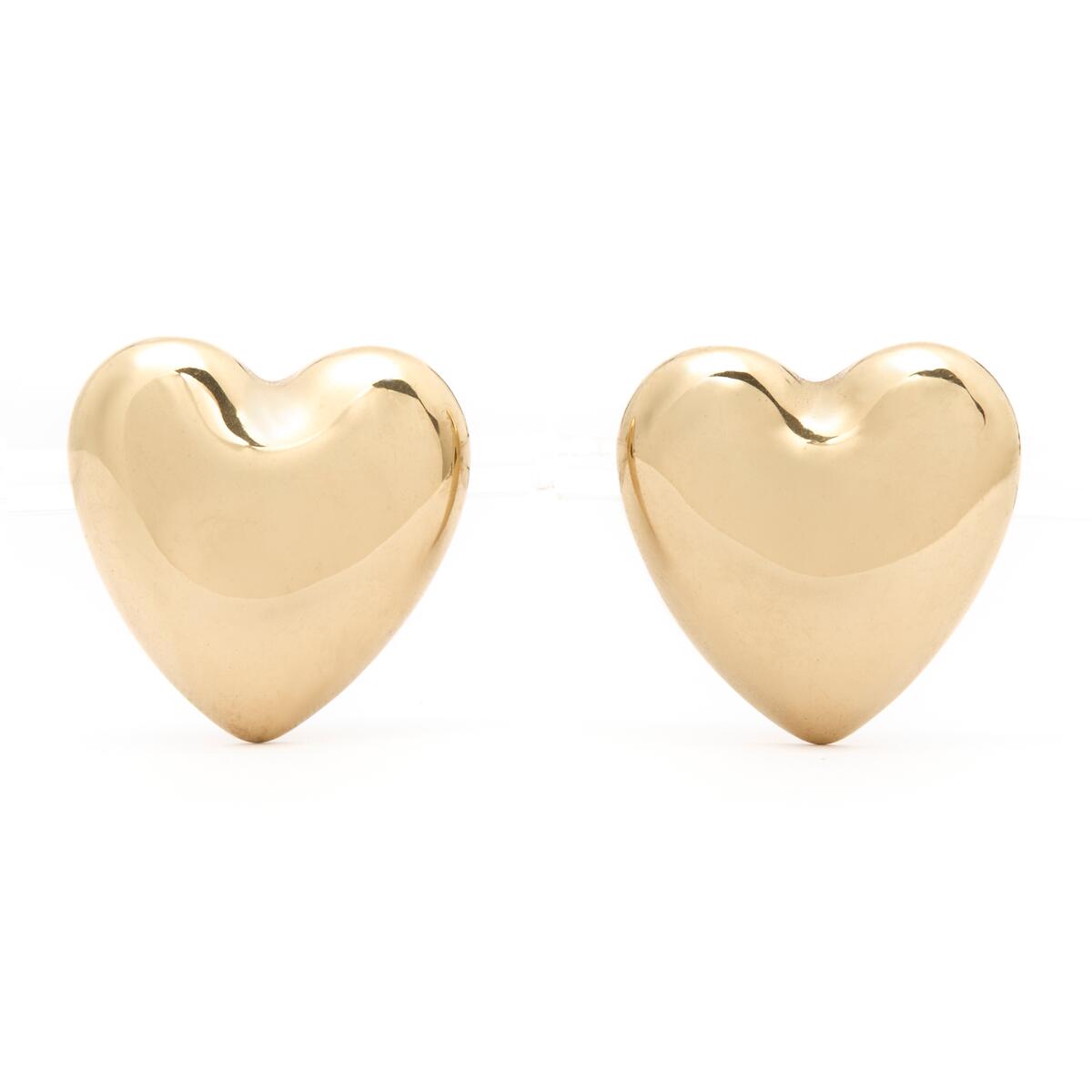 Boucles d'Oreilles Dorées Cœur Bombé 1