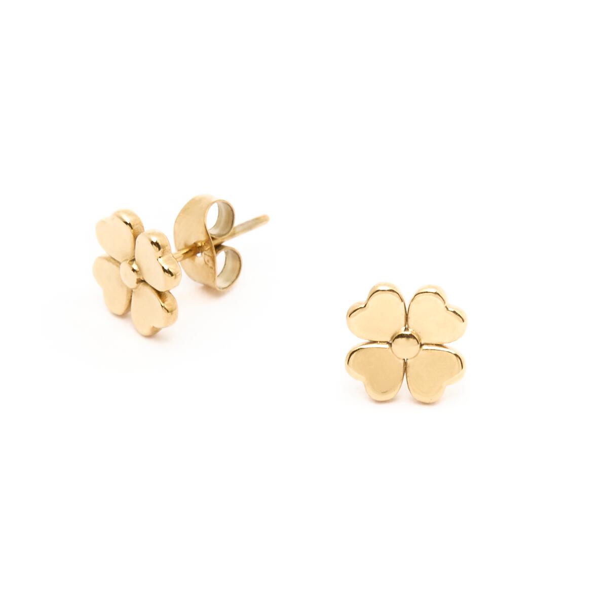 Boucles d'Oreilles Dorées Trèfle 2
