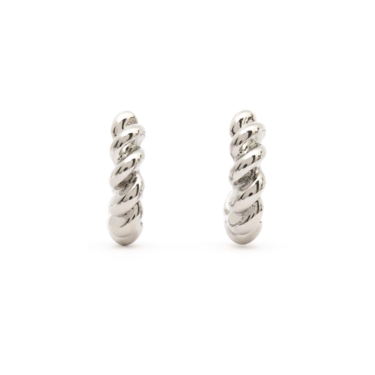 Boucles d'Oreilles Créoles Argentées Torsadées 1