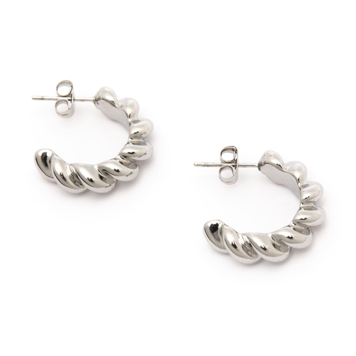 Boucles d'Oreilles Créoles Argentées Torsadées 2