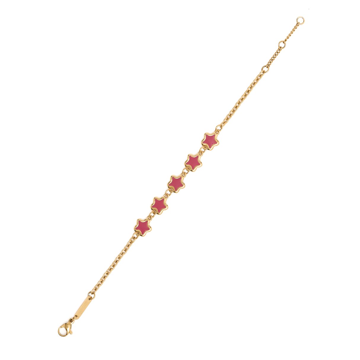 Bracelet Doré Etoiles Email Rouge 2