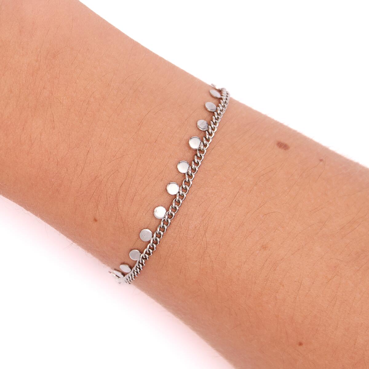 Bracelet Fin Argenté Avec Ronds 4