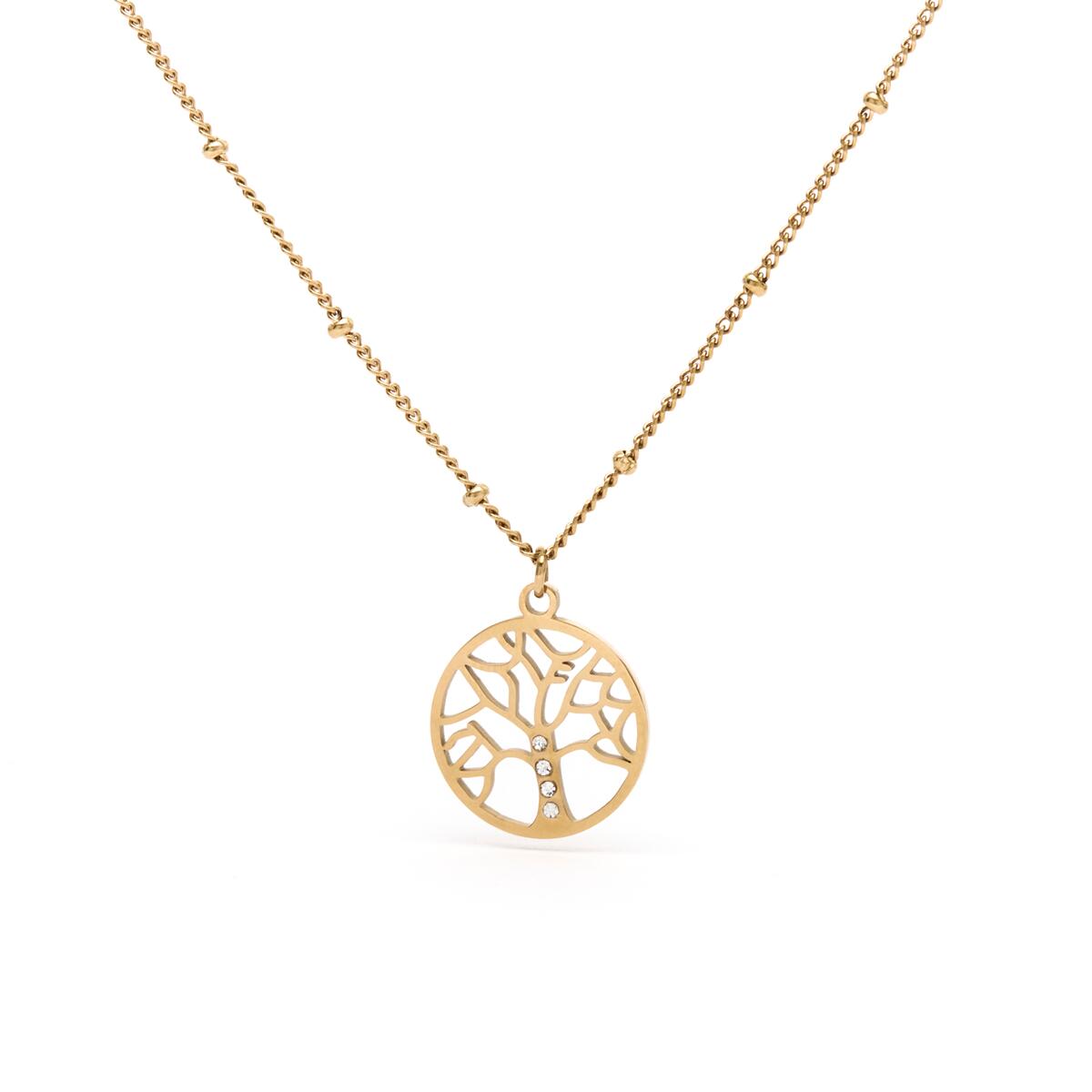Collier doré pendentif arbre 1