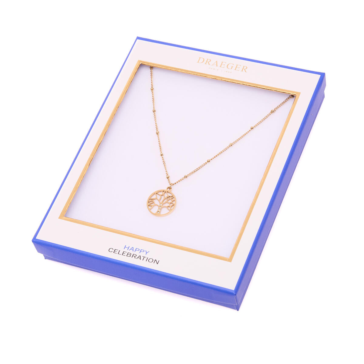 Collier doré pendentif arbre 3