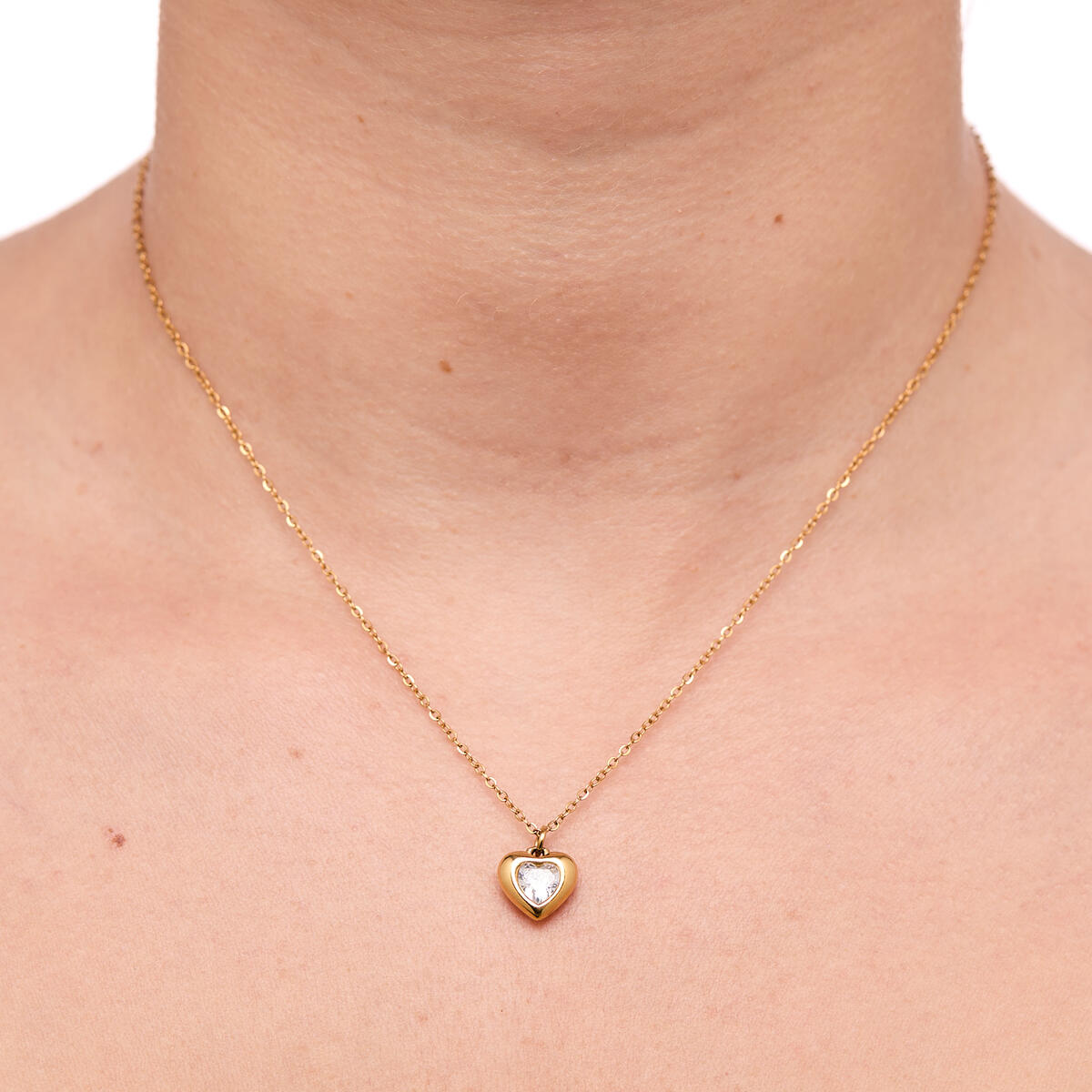 Collier doré cœur brillant 4
