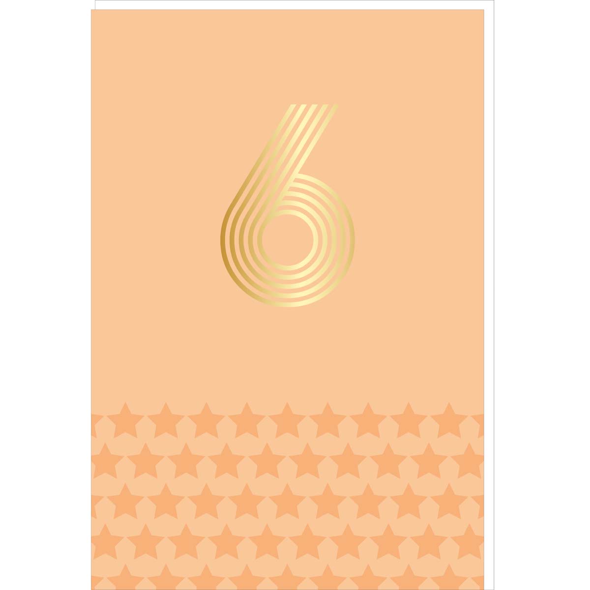 Tarjeta de 6º Cumpleaños en Oro - Naranja - Con Mensaje - Para Niño Niña - 11,5 x 17 cm