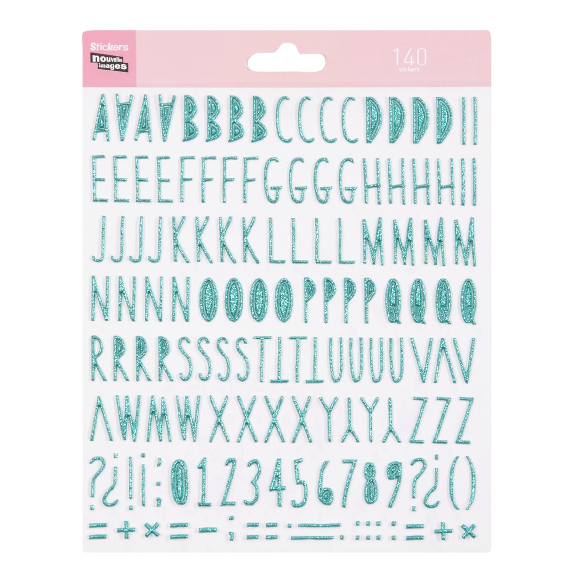 Stickers autocollants Alphabet bleu turquoise