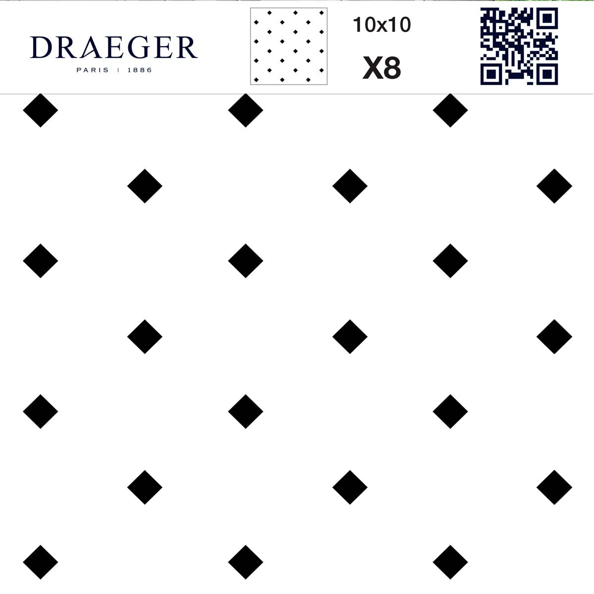 Lot de 8 carrés adhésifs - motif carré noir