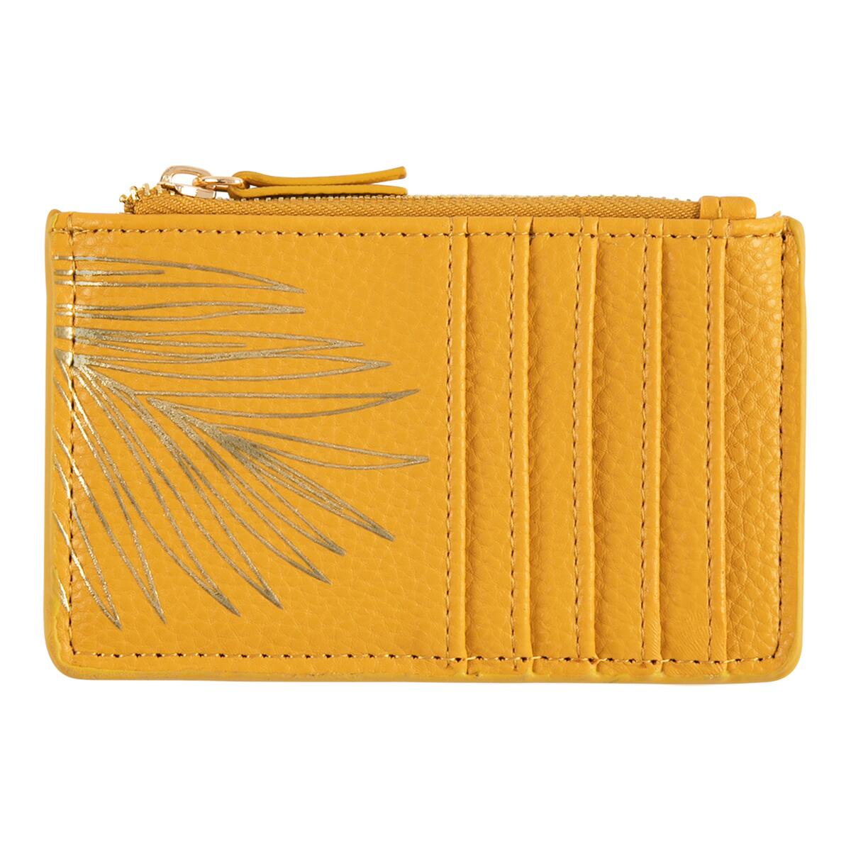 Porte-carte zippé Moutarde feuilles 1