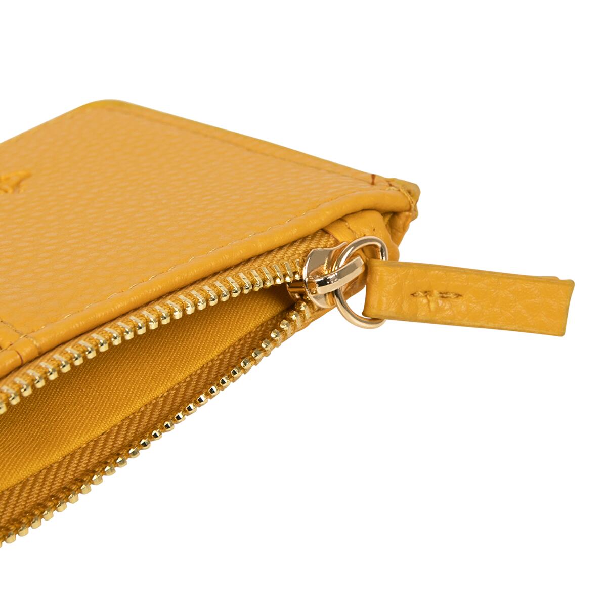 Porte-carte zippé Moutarde feuilles 3