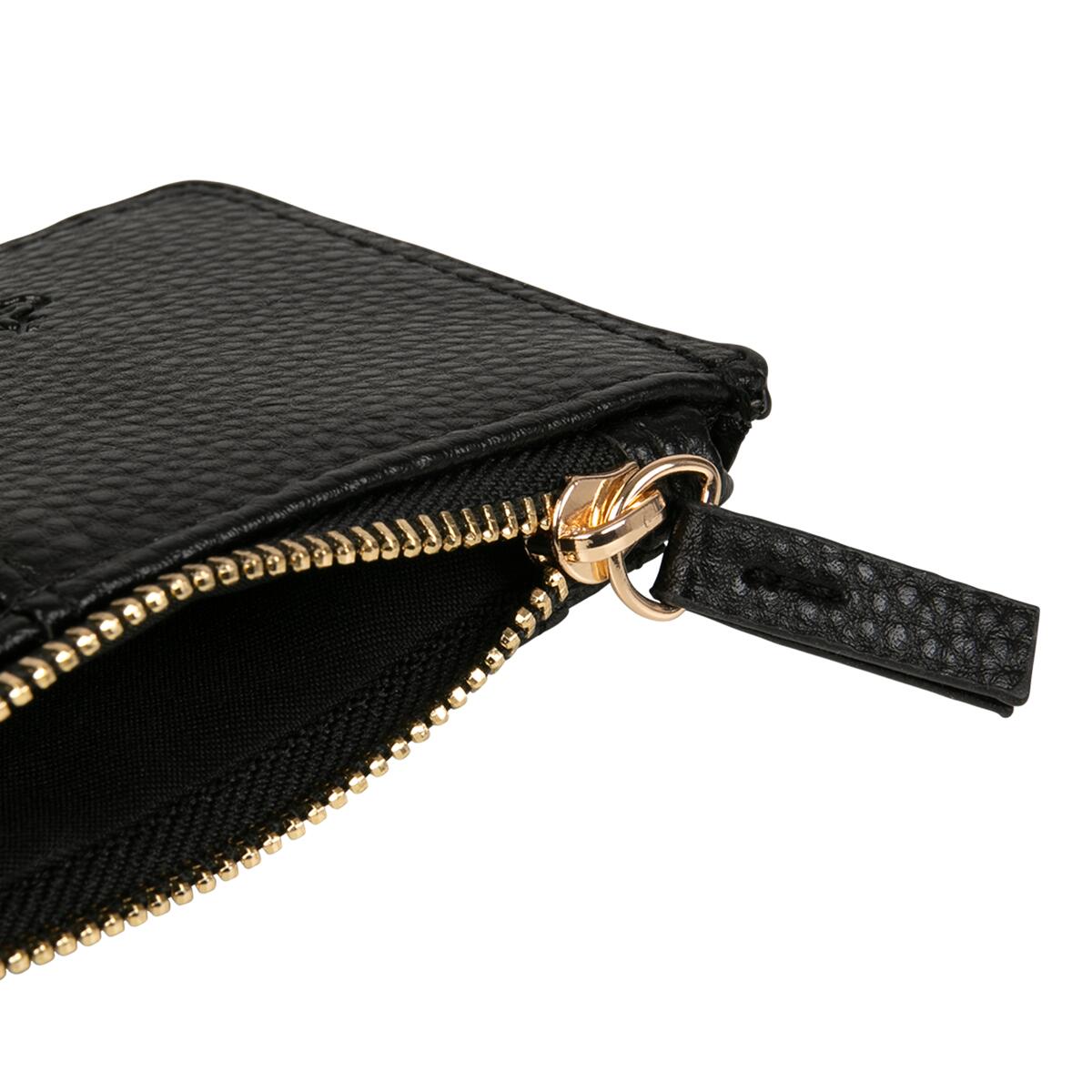 Porte-carte zippé Noir feuilles 3