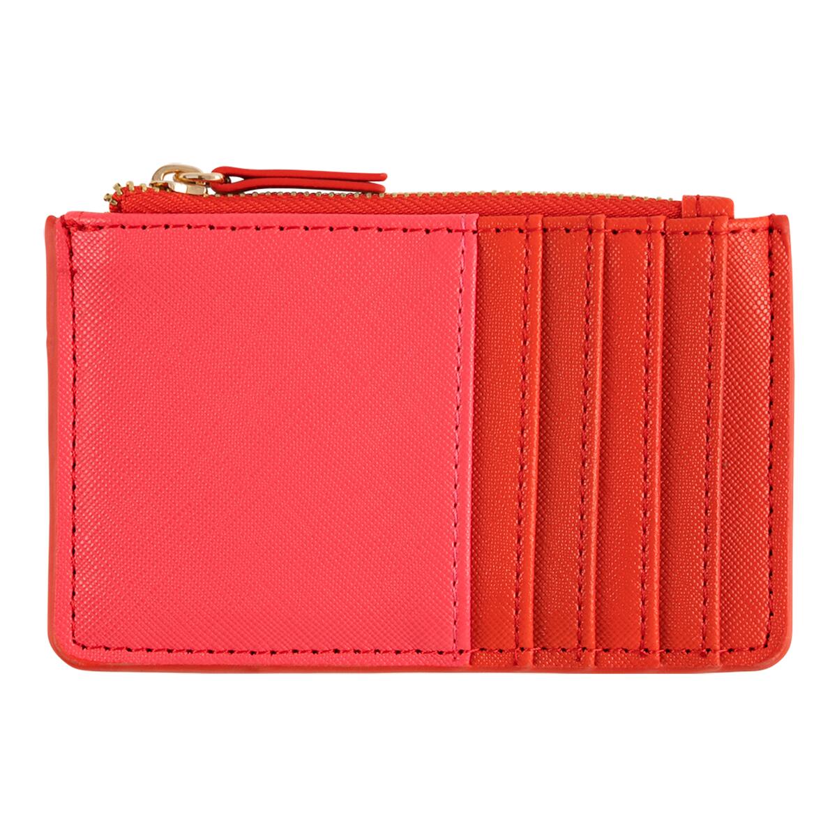 Porte-carte zippé Rouge & fuchsia 1