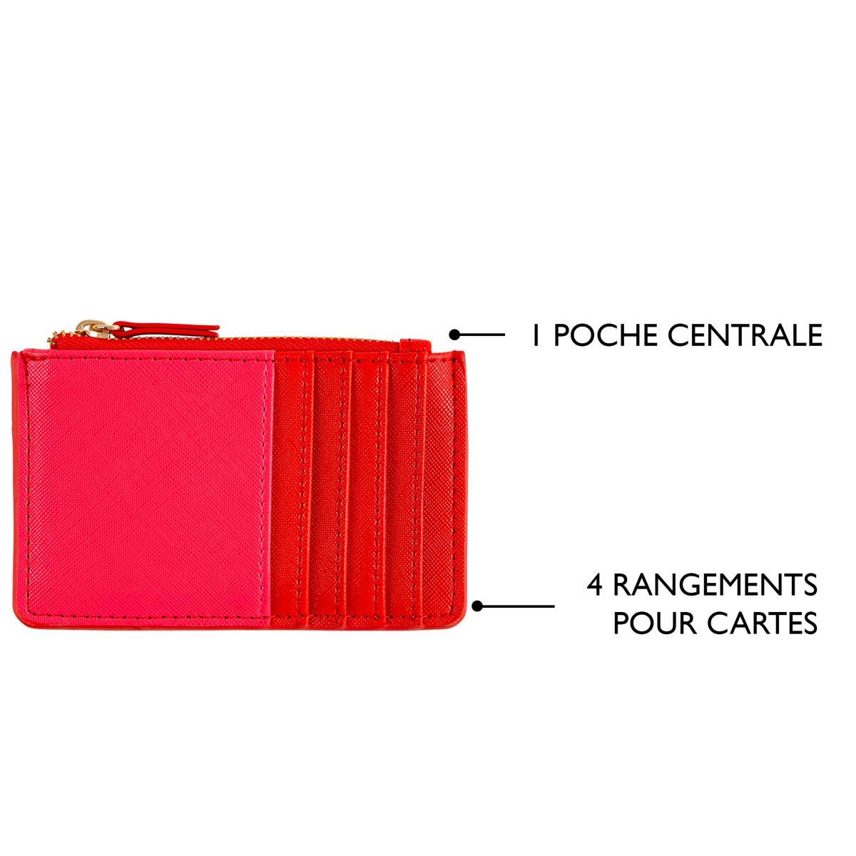 Porte-carte zippé Rouge & fuchsia 4