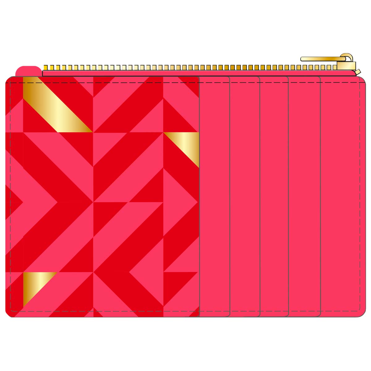 Porte-cartes zippé - rouge et doré