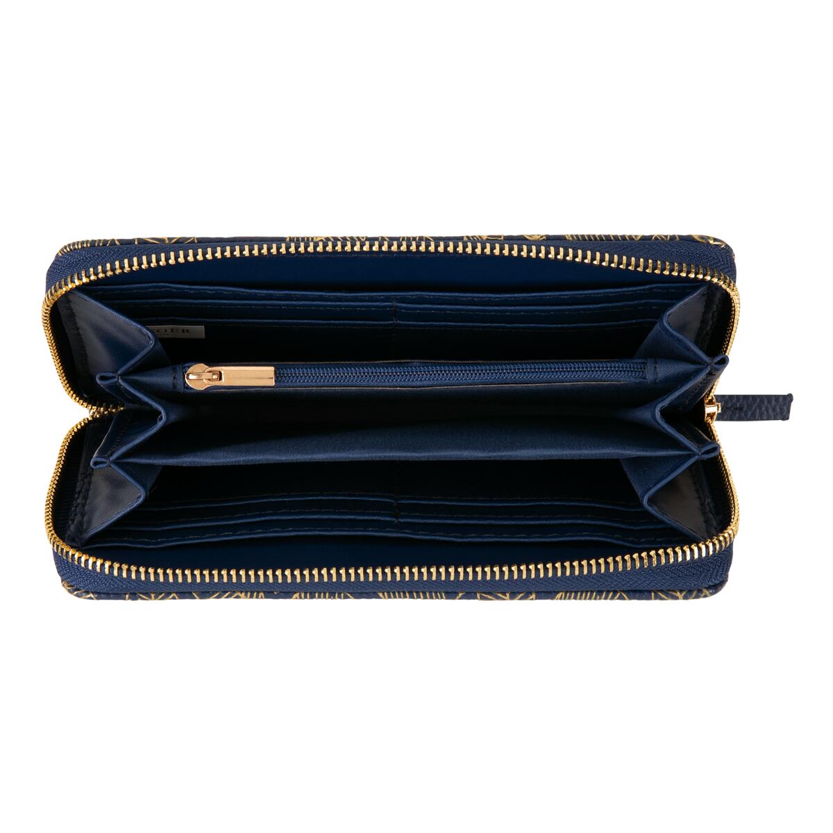 Grand portefeuille à motifs Bleu feuilles 2