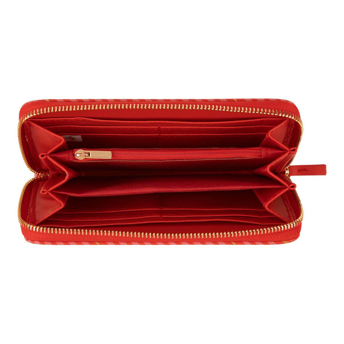 Grand portefeuille à motifs Rayures rose rouges 2