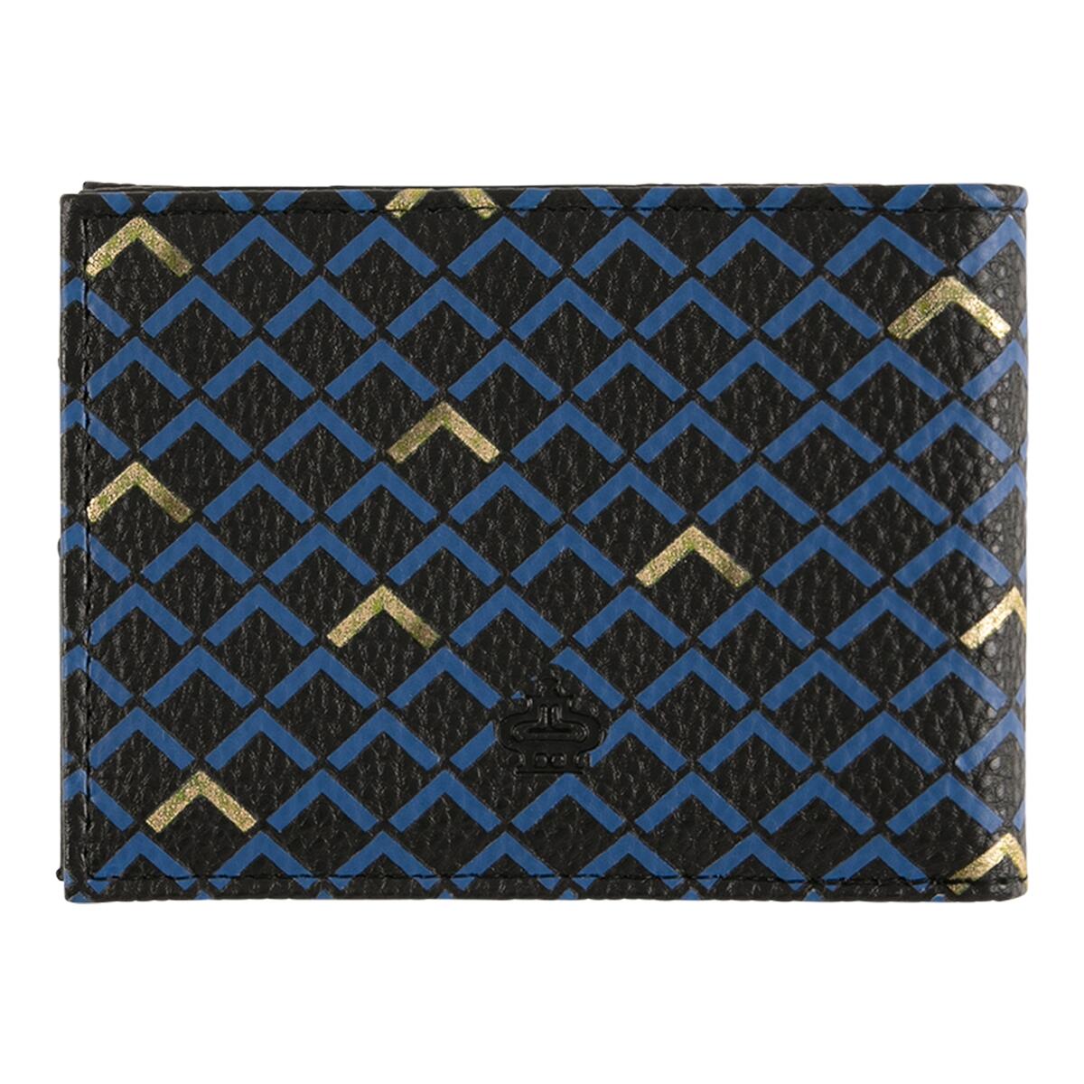 Portefeuille plat Bleu géométrique 3
