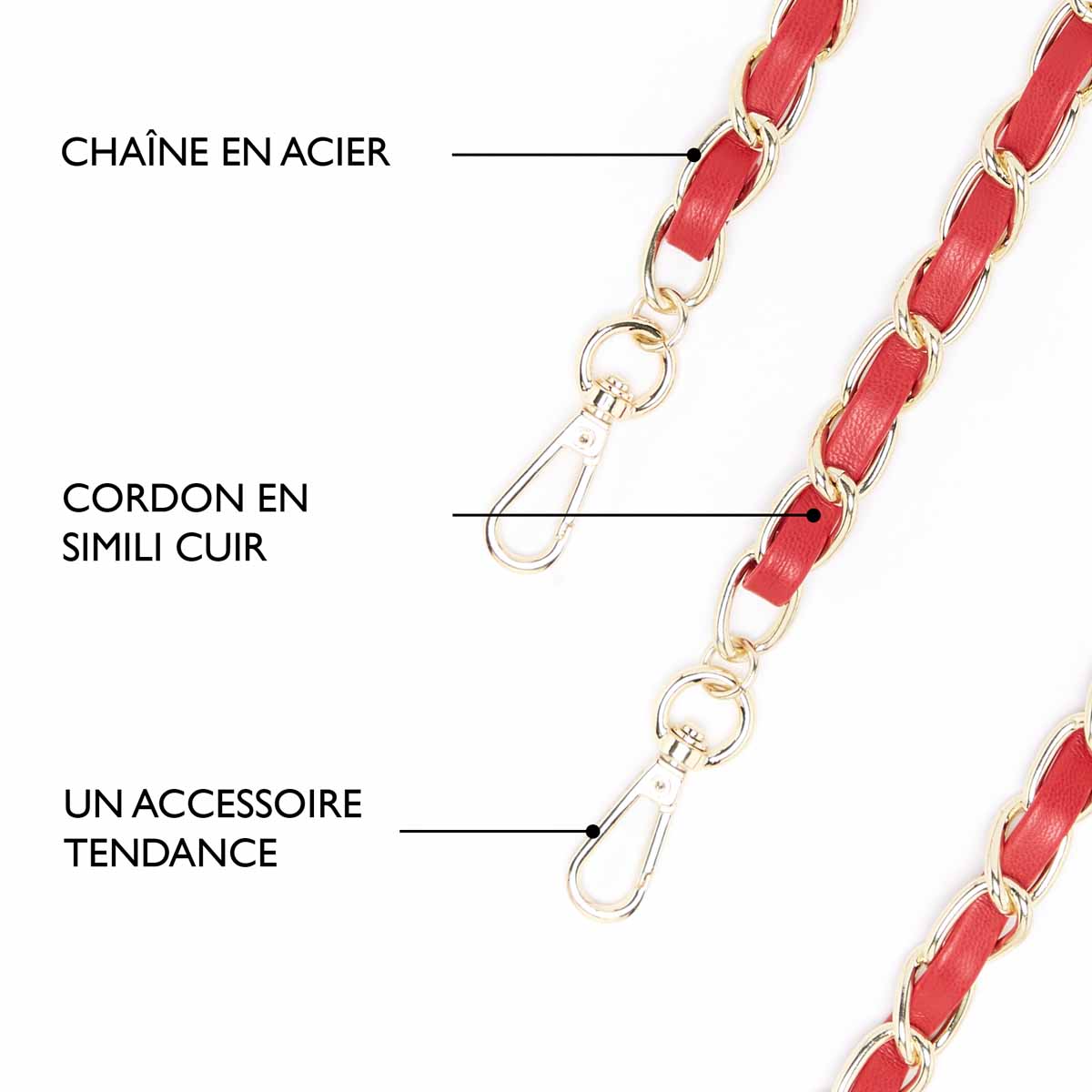 Chaîne Téléphone en Simili - Plusieurs Coloris