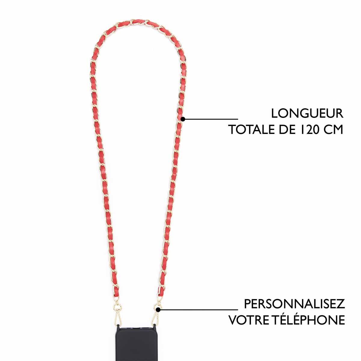Chaîne Téléphone en Simili - Plusieurs Coloris