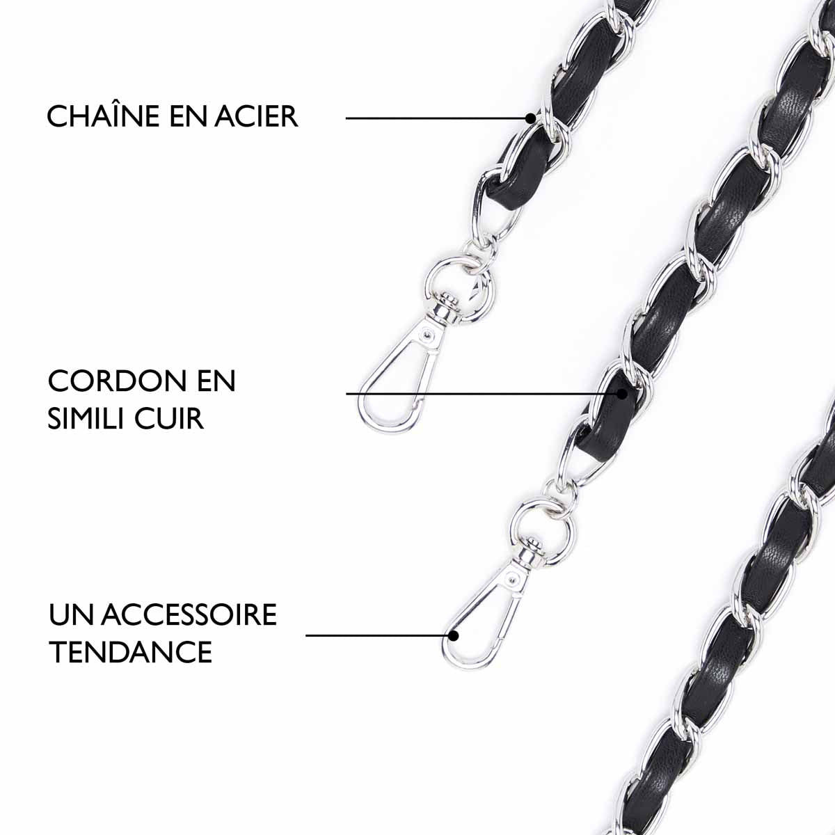 Chaîne Téléphone en Simili - Plusieurs Coloris