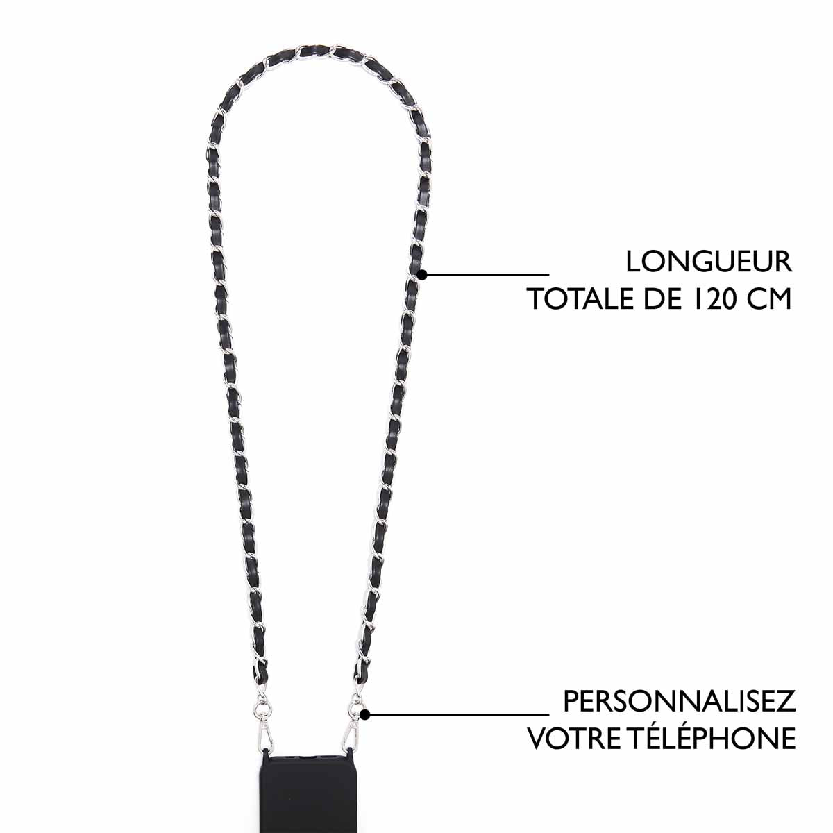 Chaîne Téléphone en Simili - Plusieurs Coloris