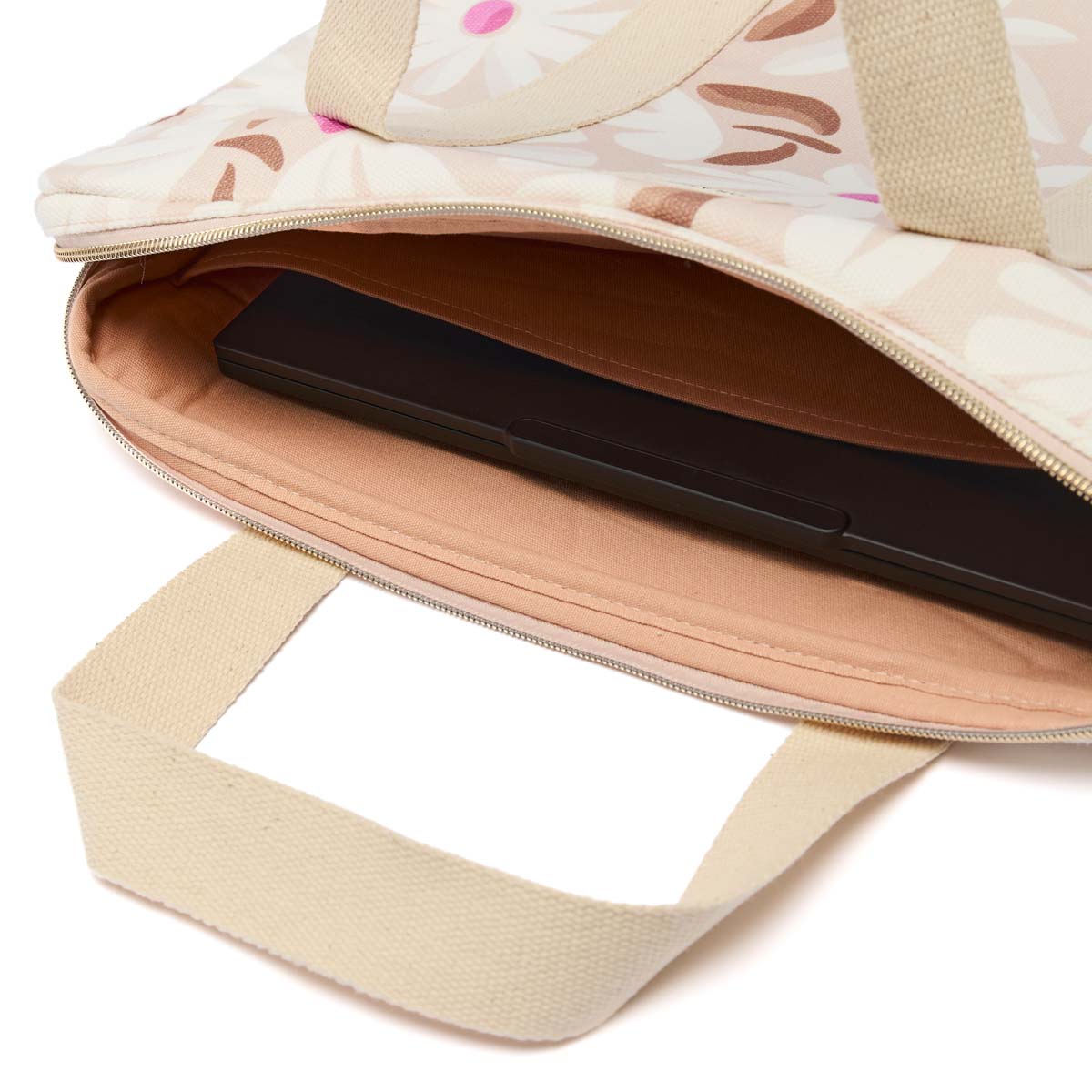 Sac Ordinateur Office Chic Fleurs Taupe 03